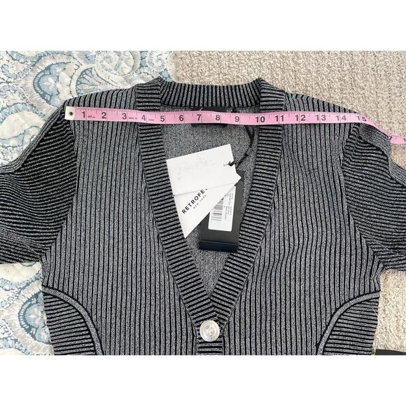 Retrofete Zem Dress in Metallic Black XL Ribbed Bodycon Cocktail - Picture 15 of 16